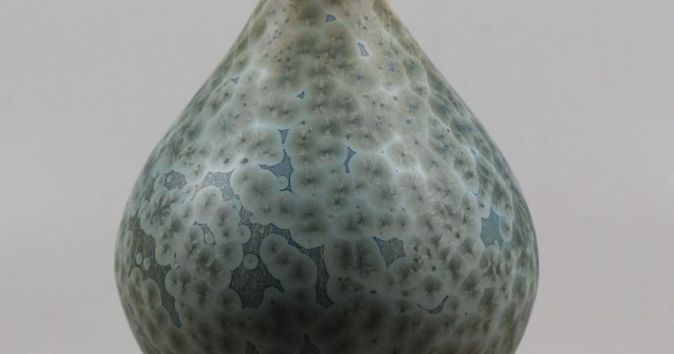 Hein Severijns vase crystalline glaze greenish blue