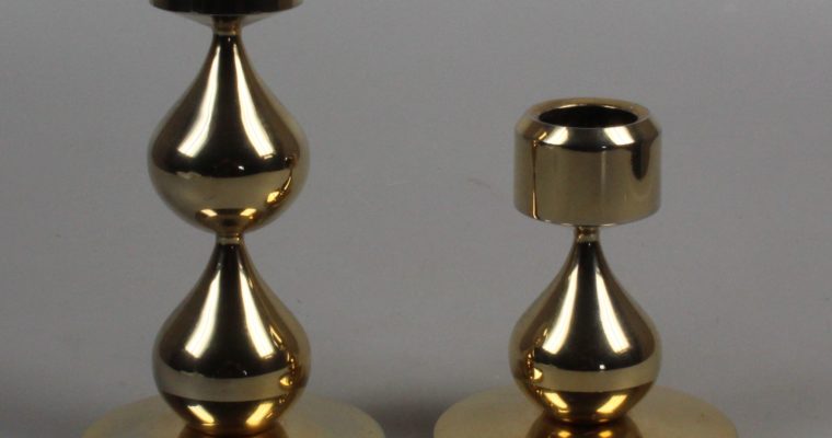Hugo Asmussen set of 2 gold plated candleholders