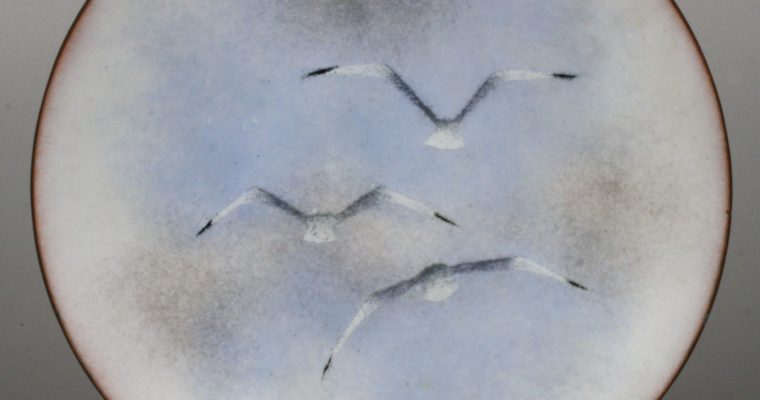 Norman Brumm enamel dish with seagulls