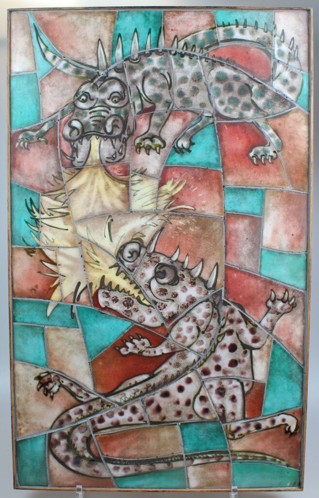 Edmond Bellefroid tiles in frame with dragons